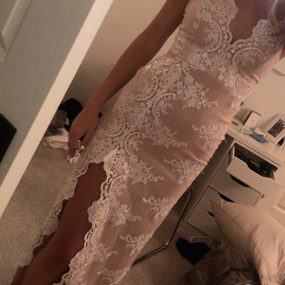 Windsor Nude Lace Prom Dress - Picture 2 of 4